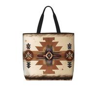 ASKhgg Large Canvas Tote Bags, Native American Patterns Print Reusable Tote Grocery Handbags, Shopping Shoulder Bags for Women Gifts