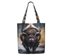 ASKhgg North American bison Print Canvas Tote Bags, Women Handbags Shoulder Bag Storage Backpack Wallet, for Travel Work Gym