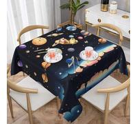 ASKhgg Saturn Jupiter Earth Print Square Tablecloth, Beautiful Table Cloth, 54"x54" Table Cover Decor for Holiday Home Party Wedding