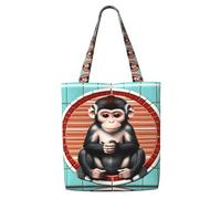 ASKhgg The silent monkey Print Canvas Tote Bags, Women Handbags Shoulder Bag Storage Backpack Wallet, for Travel Work Gym
