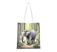 ASKhgg Walking elephant Prints Women's Canvas Tote Bag, Large Capacity Shoulder Bags Aesthetic Handbags for Work & Shopping