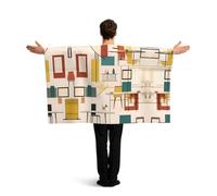 ASKhgg Wearable Flag Cape with Sleeves, Football Matches Cloak Costume Accessories, One Size, Mid Century Modern Print Flag