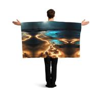 ASKhgg Wearable Flag Cape with Sleeves, Football Matches Cloak Costume Accessories, One Size, View under the moon Print Flag
