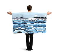 ASKhgg Wearable Flag Cape with Sleeves, Football Matches Cloak Costume Accessories, One Size, Waves lapping at the rocks Print Flag