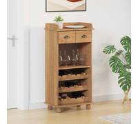 ASKIM Honey Wax Wine Cabinet Solid Pine Wood 57 x 37 x 114 cm with Drawer and Compartments Space Saving for Kitchen, Dining Room, Living Room, Rustic and Modern
