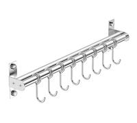 ASkinds Utensil Hanging Rack Stainless Steel Rail Hanger Rod Wall Mounted Pot Pan Lid Holder Cookware Storage Organizer with Sliding Hooks for Kitchen Bathroom