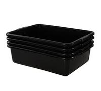 Asking 4-Pack Plastic Commercial Bus Tubs, 13 L Rectangular Washing up Bowl, Black