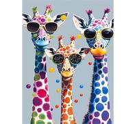 askkqtx Diamond Art Kits for Adults, Giraffes DIY 5D Round Full Drill Diamond Painting Gem Art Kits for Beginner Crafts, Animals Diamond Dots Kit for Home Wall Decor 12x16 Inch