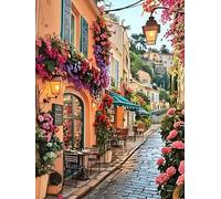 askkqtx Landscape Diamond Art Kits for Adults, Flowers Street Scenery Diamond Painting Kits, DIY Full Drill Crystal Rhinestone Gem Art Craft Kits for Home Wall Decor 12X16 Inch