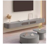 ASKLFNEI Floating TV Cabinet, Large Wall Mounted TV Stand,Entertainment Media Console, TV Cabinet With Drawers And Glass Sliding Door Storage(Gray,220cm)