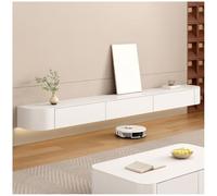 ASKLFNEI Wall Mount Wooden TV Stand, White TV Console with Drawers, TV Floating Shelf for Living Room, Entertainment Center TV Table with Storage(White,200cm)
