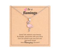 ASKRAIN Flamingo Gifts, 21st Birthday Gifts for Her, Never Forget How Flamazing You are Flamingo Inspirational Necklace for Granddaughter Daughter Friends Sister Niece, Stainless Steel, No Gemstone