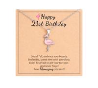 ASKRAIN Flamingo Gifts, 21st Birthday Gifts for Her, Never Forget How Flamazing You are Flamingo Inspirational Necklace for Granddaughter Daughter Friends Sister Niece, Stainless Steel, No Gemstone