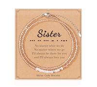 ASKRAIN Morse Code Bracelets for Women, Inspirational Funny Bead Wrap Bracelets Gifts for Best Friends Sister Her Women Female, Suitable, Stainless Steel, no gemstone