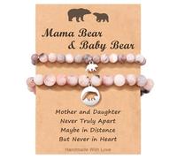 ASKRAIN Mother Daughter Bracelets, Charm Matching Bracelets Set for Mom Daughter Girls As A Gifts for Christmas Birthday Mothers Day, 9", Stone, no gemstone
