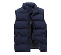 ASKSA Mens Gilets Puffer Jacket Vest Casual Outdoor Quilted Body Winter Warmer Sleeveless Outwear (Dark Blue,L)