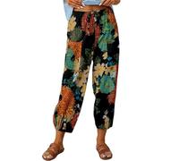 ASKSA Womens 7/8 Length Trousers Wide Leg Pants Casual Lightweight Summer Loose Linen with Pockets