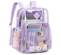 ASKSKY Clear Backpack Heavy Duty PVC Transparent Backpack, Purple