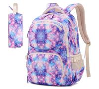 ASKSKY Kids Backpack, 2pcs Set Kids School Backpack with Pencil Case Bookbag for Boys and Girls for Elementary Middle School, Galaxy, M