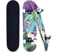 asktom Skateboards for Beginners Kids Boys Girls and Adults 31"x8" Pro Complete Skateboard 8 Layers Maple Wood, Double Kick Concave, Fascinating Cool, Solid&Durable (Lion)
