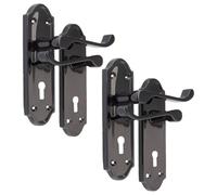 Askworth Door Handles - Black Nickel Internal Lock Door Handles - Door Handles Internal Sets, Black Nickel Door Handle Set for Internal Doors, Door Handle in Black Nickel, 170mm x 48mm