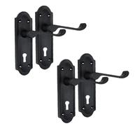 Askworth Door Handles - Matt Black Internal Lock Door Handles - Door Handles Internal Sets, Matt Black Door Handle Set for Internal Doors, Door Handle in Matt Black, 170mm x 48mm