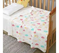 asky Cotton Muslin Blanket Baby Swaddle Baby Summer Blanket Stroller Cover Bath Towel 110x110cm (Clouds)