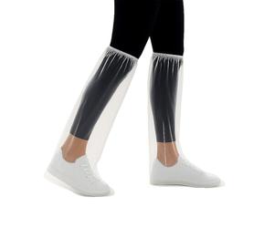 Askyorte 10 Pairs Waterproof Shoe Covers for Rain - Disposable Thickened Rain Shoe Covers, 19 inch Tall, Long Plastic Shoes and Boots for Rain Covers, Water Proof Boot Protector for Men Women