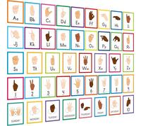 ASL Alphabet Line Bulletin Board Set, 43pcs Letters Numbers Week Sign Language Decorations, 26 Letters/7 Days of the Week1-10 Numbers Small Posters for Preschool, Kindergarten Classroom Decorations