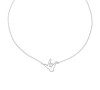ASL American Sign Language I Love You Hand Sign Pendant Necklace Unisex Deaf Community Meaningful Gifts for Interpretors Deaf Students Support of Deaf Community, adjustable, Stainless Steel, No