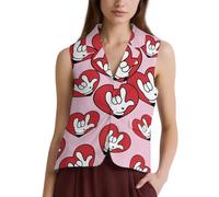 ASL I Love You Sign Language Casual Women's Vests Suit Waistcoat Button Down Sleeveless Blazer Jacket S