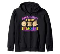 ASL Interpreter Sign Language Deaf-Inately A Great Teacher Zip Hoodie