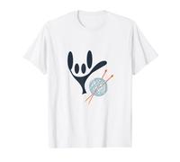 ASL Sign Language Love Knitting for Knitters Value Graphic T-Shirt, Men, White, S