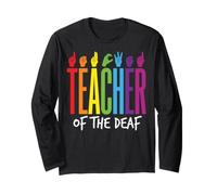 ASL Sign Language Rainbow Teacher Educator Long Sleeve T-Shirt