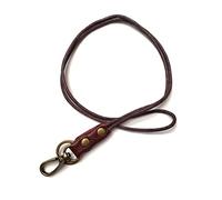 Aslana Genuine Leather Rope Necklace Lanyard for Key ID Badge Holder, Lobster Claw Clasp, Vintage Retro Style, 1-pack, #3 Burgundy Leather, 19" Neck Lanyard