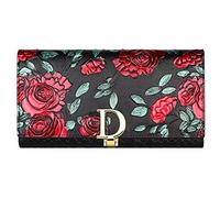 Aslana Genuine Leather Wallet for Women, RFID Blocking Floral Hand Painted Embossed Large Capacity Clutch Purse, A3 Red Rose, Long, Modern Luxury Real Leather Coloral Floral Wallet