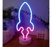 Aslanka Rocket LED Night Light - USB/Battery Neon Bedroom Base Light Decoration Kids Gift Room Decor
