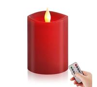 ASLDOIWEH 3″x4″ Red Flickering Flameless Candles, 2AA Battery Life 600 Hours Battery Candles Flickering with Timer,4 inch Flameless Candles with Remote for Indoor/Outdoor,Set of 1