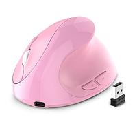 ASLIDECOR Ergonomic Vertical Wireless Mouse, 2.4GHz and Bluetooth Dual Mode, Rechargeable Silent Optical, Pink (Pink)