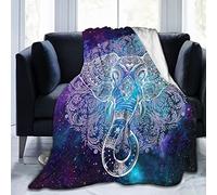 ASLIGI HOME STORE Elephant Throw Blanket Warm Fleece Blanket Soft Warm Animal Indian Elephant Style Printed Flannel Blanket for Bed, Couch and Sofa, 50x60in