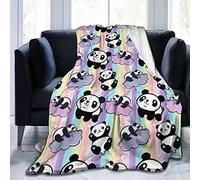 ASLIGI HOME STORE Panda Blanket Throw Fleece Blanket Cartoon Panda Pattern Lightweight Throw for Bed Sofa Travel Kids Teens Birthday Gifts 60x50in, Cute Panda