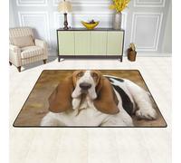 ASLKXOPEMG Area Rug Non-Slip Soft Fluff Carpet Machine Washable Floor Mats For Living Room Basset Hound Rugs Floor Carpet For Bedroom Modern Aesthetic Rugs For Home Dorm Decor