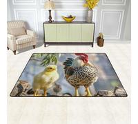 ASLKXOPEMG Area Rug Non-Slip Soft Fluff Carpet Machine Washable Floor Mats For Living Room Cute Rooster Chickens Rugs Floor Carpet For Bedroom Modern Aesthetic Rugs For Home Dorm Decor