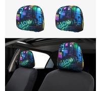 ASLKXOPEMG Car Headrest Cover 2 PCS Headrest Covers Glow in The Dark Car Seat Headrest Covers Personalized Car Seat Headrest Covers Universal Head Rest Cover for Truck SUV Most Cars