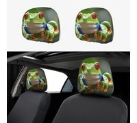 ASLKXOPEMG Car Headrest Cover 2 PCS Headrest Covers Red eyed Tree Frog Car Seat Headrest Covers Personalized Car Seat Headrest Covers Universal Head Rest Cover for Truck SUV Most Cars