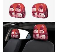 ASLKXOPEMG Car Headrest Cover 2 PCS Headrest Covers Two Snowmen Together Car Seat Headrest Covers Personalized Car Seat Headrest Covers Universal Head Rest Cover for Truck SUV Most Cars