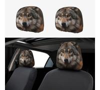 ASLKXOPEMG Car Headrest Cover Headrest Covers A Gray Wolf Car Seat Headrest Covers Personalized Car Seat Headrest Covers Universal Head Rest Cover for Truck SUV Most Cars
