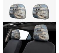 ASLKXOPEMG Car Headrest Cover Headrest Covers Vintage Nautical White Ship Car Seat Headrest Covers Personalized Car Seat Headrest Covers Universal Head Rest Cover for Truck SUV Most Cars