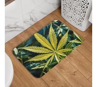 ASLKXOPEMG Door Mat 16" X 24" Welcome Mats Dirt Trapper Machine Washable Entrance DoorMat Golden Cannabis Door Mat Indoor Outdoor DoorMat Overlock Floor Mats for Garage Patio Porch Farmhouse