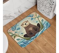 ASLKXOPEMG Door Mat 16" X 24" Welcome Mats Dirt Trapper Machine Washable Entrance DoorMat Lovely Sea Otter Print Door Mat Indoor Outdoor DoorMat Overlock Floor Mats for Garage Patio Porch Farmhouse